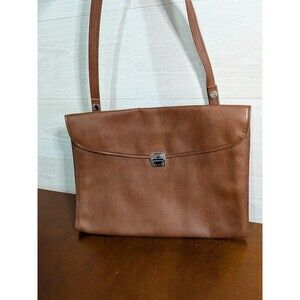 VINTAGE Brown Faux Leather Tablet Case Document Carrier Folio Slim Briefcase